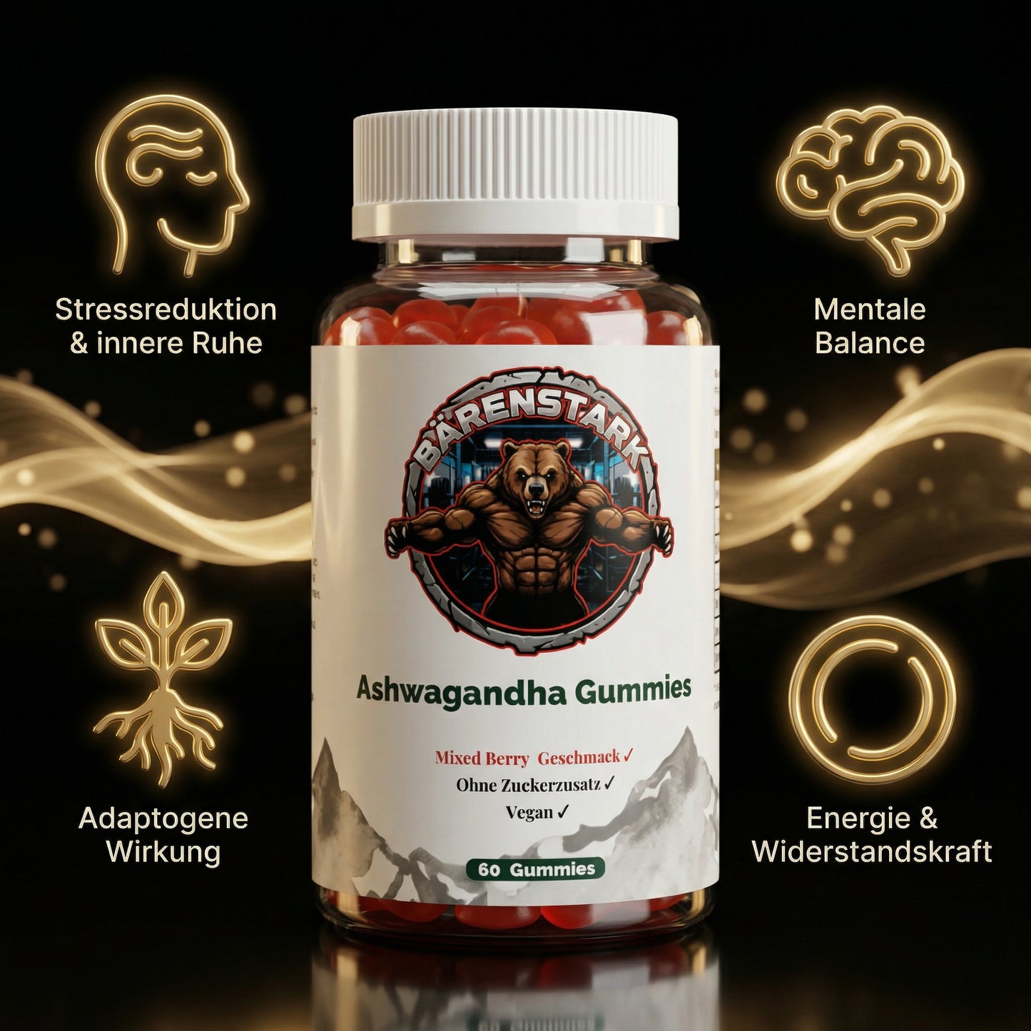 Premium Ashwagandha Gummies 300 + Vitamin B6,- 60 Stk