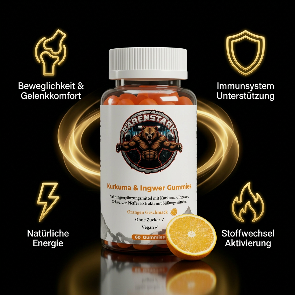 Kurkuma + Ingwer + Schwarzer Pfeffer Gummies - 60 Stk.